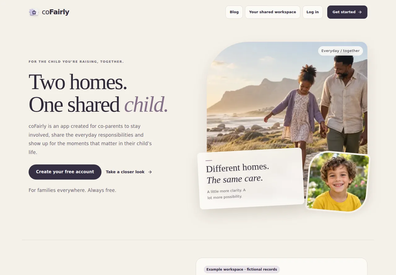 coFairly website displayed at desktop size
