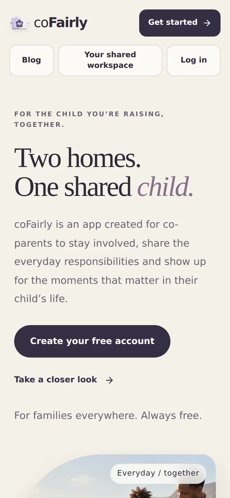 coFairly website displayed at mobile size