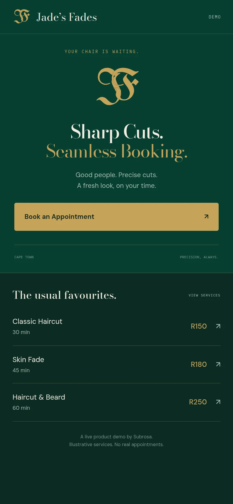 Jade’s Fades mobile booking application demonstration