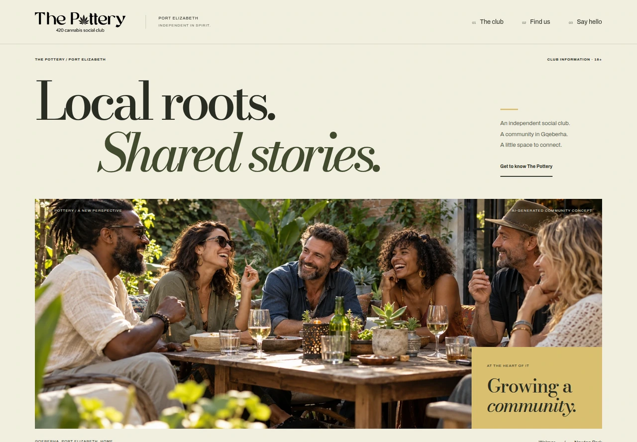The Pottery website displayed at desktop size